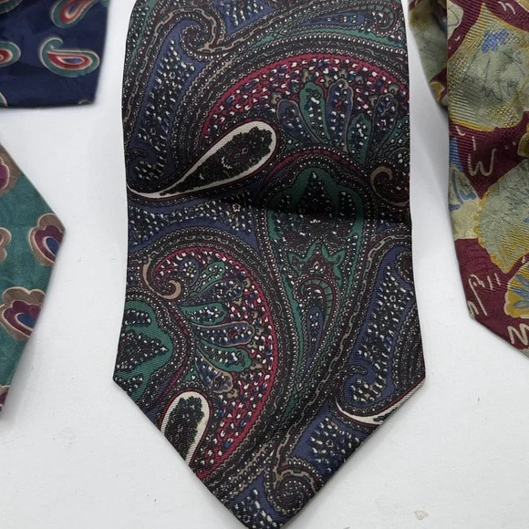 Vtg Nordstrom Italy Lot Bundle Four Ties Patterned Business Work Silk Abstract - Picture 3 of 8